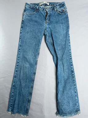 Vtg Y2K Harley Davidson Bootcut Jeans Sz 4 Blue Frayed Hem Biker Denim 2005